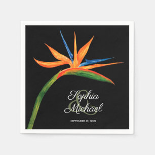 Tropischer Vogel des Paradieses Botanische Hochzei Serviette