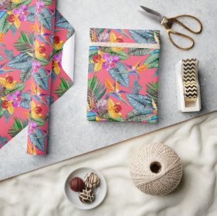 Tropischer Vogel des Paradieses und des Orchideen  Geschenkpapier