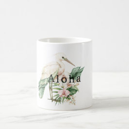 Tropischer Vogel Rosa Orchideen Blumen Aloha Kaffeetasse