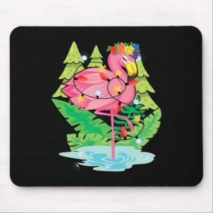 Tropischer Vogel Tier Flamingo Xmas Lichter Weihna Mousepad