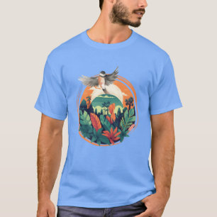 Tropischer Vogel und Jungle Sunset Scene T-Shirt