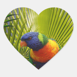 Tropischer Vogelsticker Herz-Aufkleber