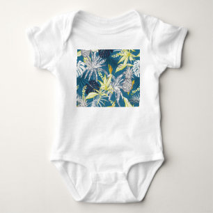 Tropischer Wald: Farbige Handzeichnung. Baby Strampler