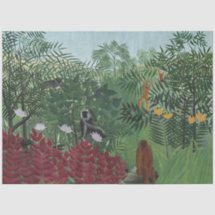 Tropischer Wald mit Affen und Schlange (Rousseau) Seidenpapier
