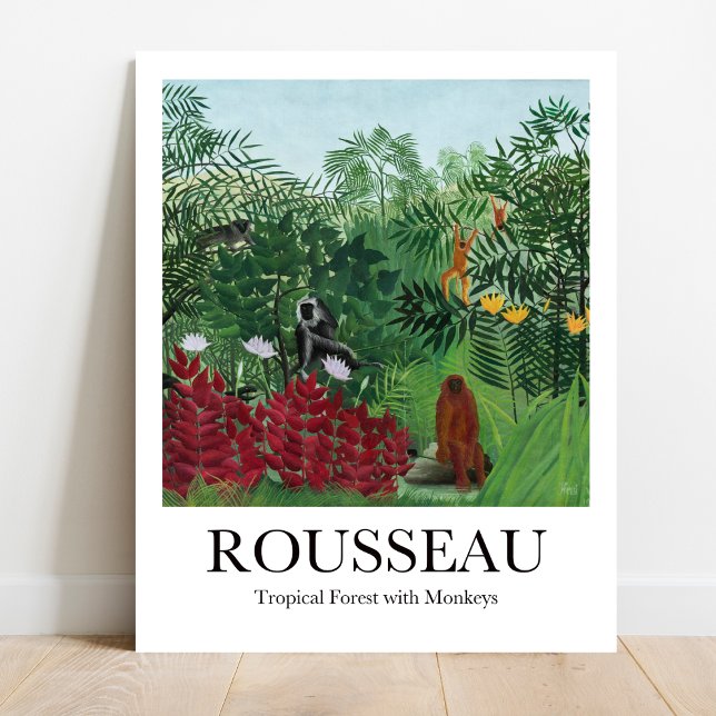 Tropischer Wald mit Affen von Henri Rousseau Poster (Unleash Your Inner Explorer: Rousseau's "Tropical Monkeys." Museum-quality poster)