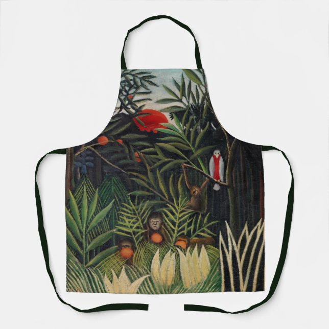 Tropischer Wald mit Affen von Henri Rousseau Schürze (Vorderseite)