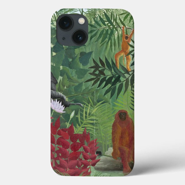 Tropischer Wald mit Monkeys, 1910 (Öl auf Case-Mate iPhone Hülle (Rückseite)