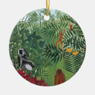 Tropischer Wald mit Monkeys, 1910 (Öl auf Keramikornament