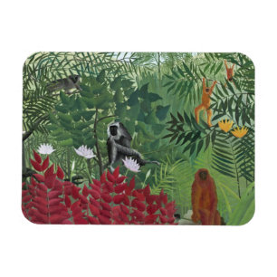 Tropischer Wald mit Monkeys, 1910 (Öl auf Magnet