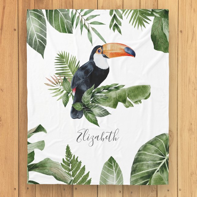 Tropischer Wald Niedlich Toucan Personalisierter N Fleecedecke (Von Creator hochgeladen)