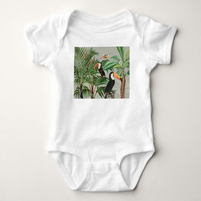 Tropischer Wald & Toucan Birds Baby Strampler (Vorderseite)