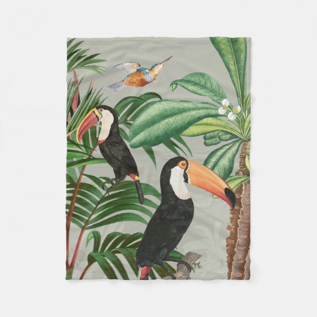 Tropischer Wald & Toucan Birds Fleecedecke (Vorderseite)