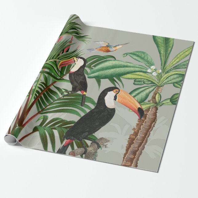 Tropischer Wald & Toucan Birds Geschenkpapier (Ungerollt)