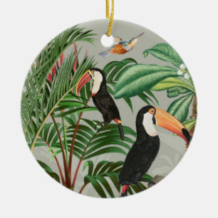 Tropischer Wald & Toucan Birds Keramik Ornament