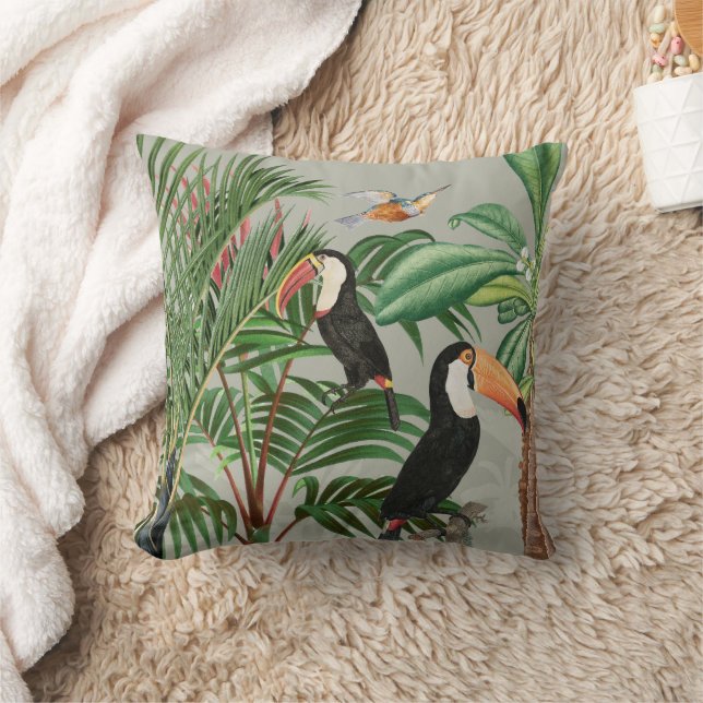 Tropischer Wald & Toucan Birds Kissen (Decke)