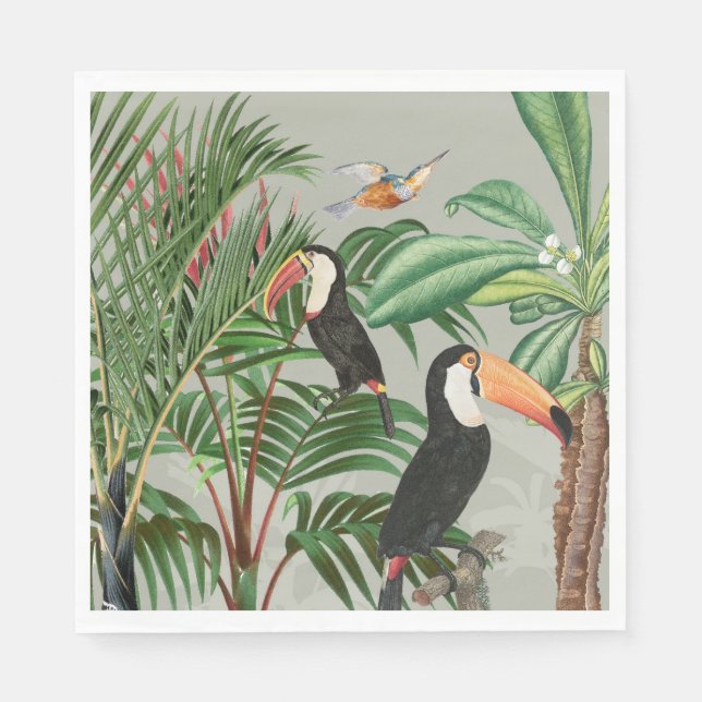 Tropischer Wald & Toucan Birds Serviette (Vorderseite)