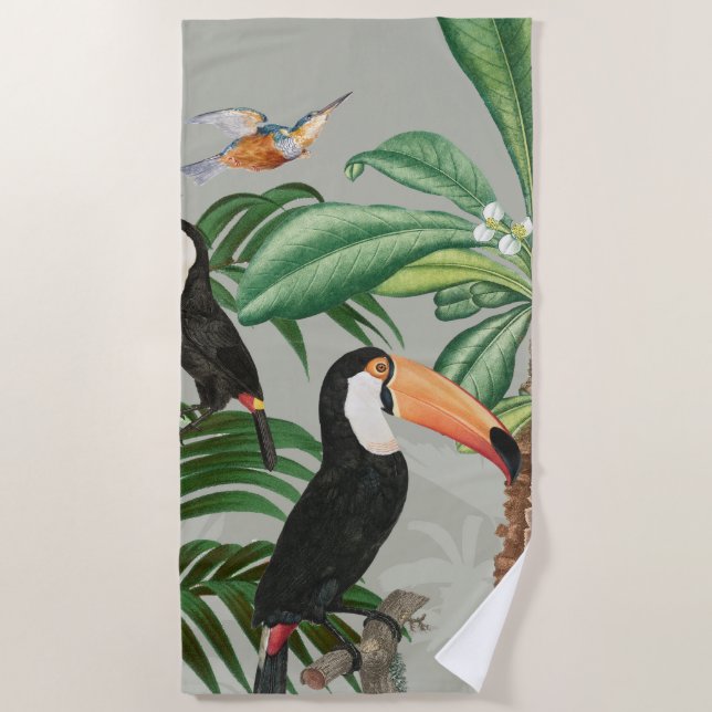 Tropischer Wald & Toucan Birds Strandtuch (Vorderseite)
