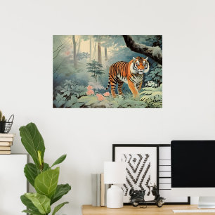 Tropischer Wald-Wildlife-Tiger Vintage  Poster