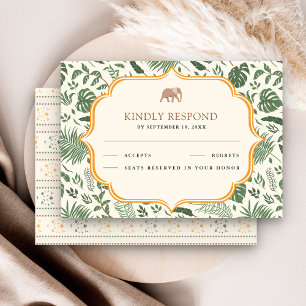 Tropischer Waldelefant Indische Hochzeit RSVP Karte