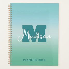 Tropischer Wasser Gradienten Monogramm Name Planer