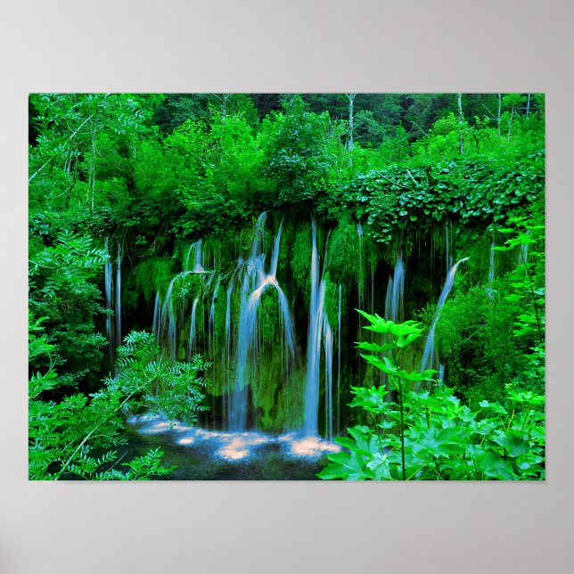 Tropischer Wasserfall im Regenwald Poster (Vorne)