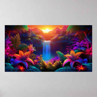 Tropischer Wasserfall Poster
