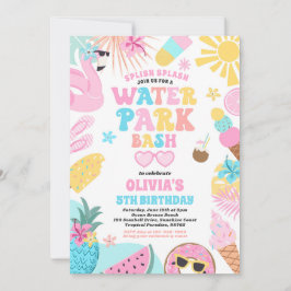 Tropischer Wasserpark Sommer Geburtstagsparty Einladung