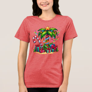 Tropischer Weihnachts-Feiertag-Palmbaum Tri-Blend Shirt