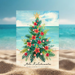 Tropischer Weihnachtsbaum am Meer Feiertagskarte