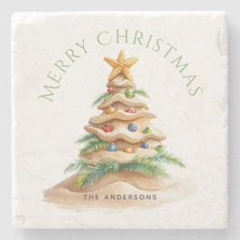 Tropischer Weihnachtsbaum Personalisiert Steinuntersetzer