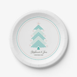 Tropischer Weihnachtsbaum Pink Starfish Pappteller