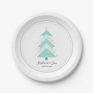 Tropischer Weihnachtsbaum Pink Starfish Pappteller