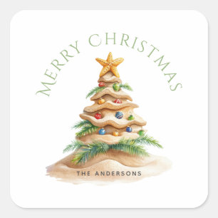 Tropischer Weihnachtsbaum Quadratischer Aufkleber