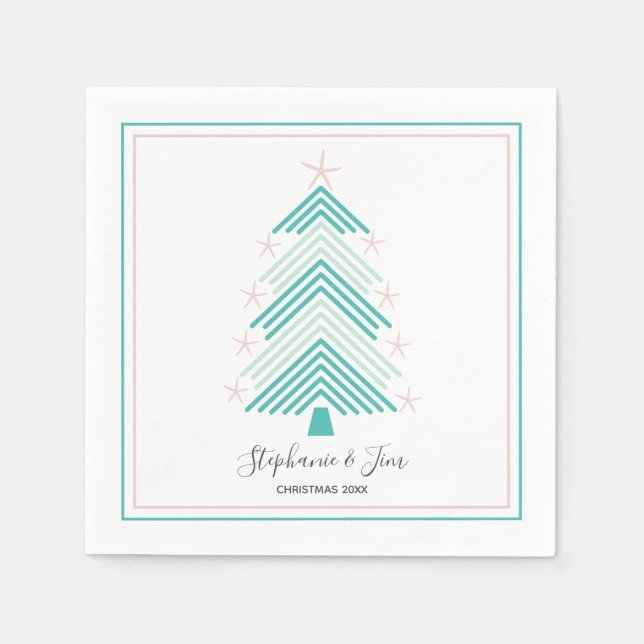 Tropischer Weihnachtsbaum Rosa Starfish Party Serviette (Vorderseite)