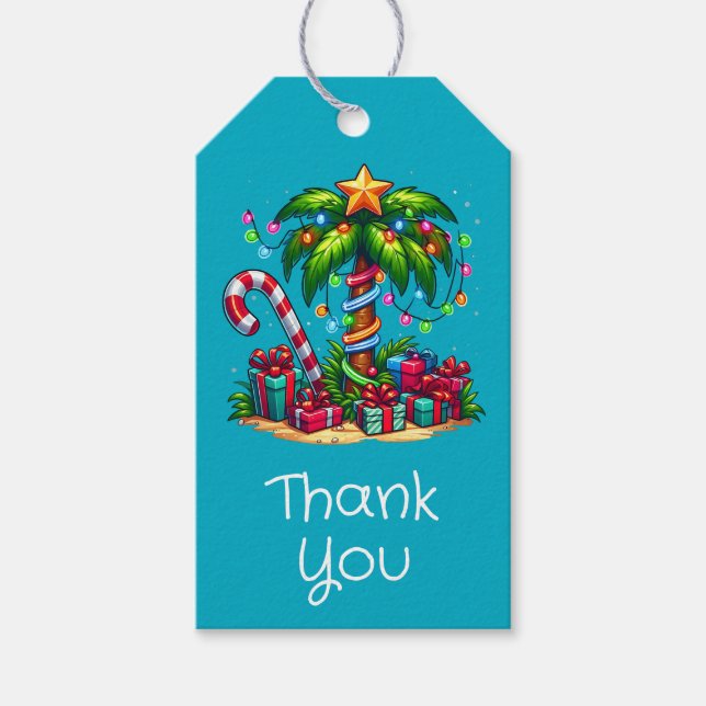Tropischer Weihnachtsbaum Vielen Dank Geschenkanhänger (Vorderseite)