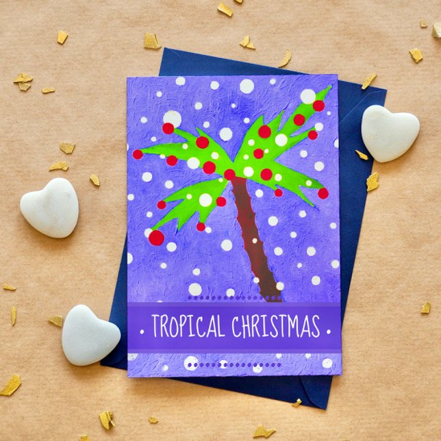 Tropischer Weihnachtsbaumschnee schneidet Frohe We Feiertagspostkarte (Von Creator hochgeladen)