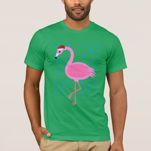 Tropischer Weihnachtsflamingo-Weihnachtsmann-T - T-Shirt (Vorderseite)