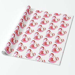 Tropischer Weihnachtsmann-Flamingo-Weihnachten Geschenkpapier