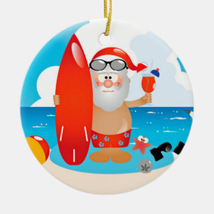 Tropischer Weihnachtsmann Keramik Ornament