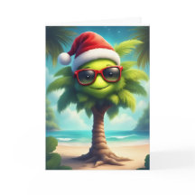 Tropischer Weihnachtsmann - Santa Palm Tree Card