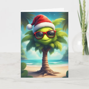 Tropischer Weihnachtsmann - Santa Palm Tree Card Karte