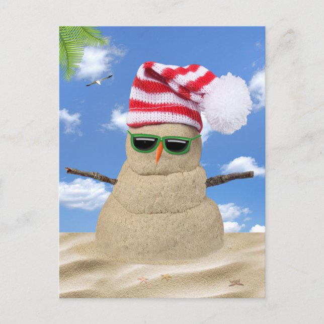 Tropischer Weihnachtsmann Snowman Postkarte (Vorderseite)