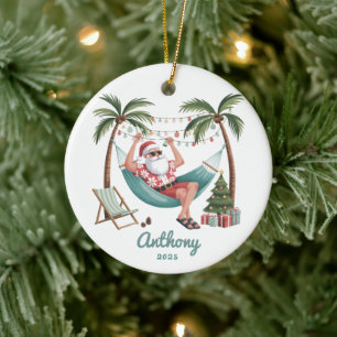 Tropischer Weihnachtsmann Weihnachten Keramik Ornament