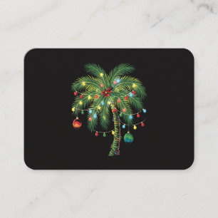 Tropischer Weihnachtspalmenbaum mit Lichtern und V Visitenkarte