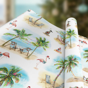 Tropischer Weihnachtspalmenstrand Geschenkpapier