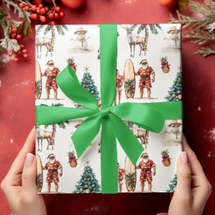 Tropischer Weihnachtsstrand Weihnachtsmann Geschenkpapier
