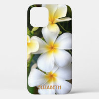 Tropischer weißer Plumeria Floral Name Personalisi