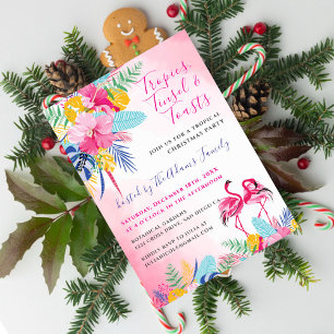 Tropischer Wilder Wald Flamingo-Weihnachtsfeier Einladung