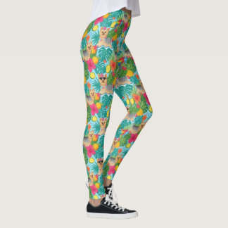 Tropischer Yorkshire Terrier Strand Vibes Leggings