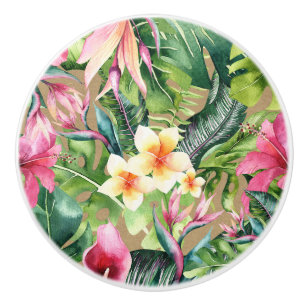 Tropisches Aloha-Blumen-Luau-Sommerblätter Kraft Keramikknauf